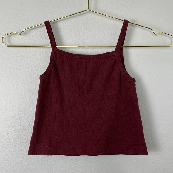 Brandy Melville Tops - Brandy Melville Red Square Neck 100% Cotton Crop Tank